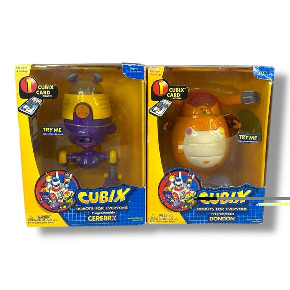 Cubix Robots for Everyone Lot of 2 New Sealed Dondon & Cerebrx Figures - Picture 1 of 7